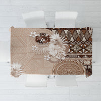 Tonga Ngatu Motifs Tablecloth With Coat Of Arms Beige