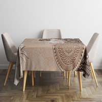 Tonga Ngatu Motifs Tablecloth With Coat Of Arms Beige