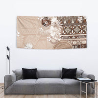 Tonga Ngatu Motifs Tapestry With Coat Of Arms Beige LT05 - Polynesian Pride