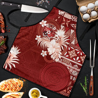 Tonga Ngatu Motifs Apron With Coat Of Arms Red LT05 Red - Polynesian Pride