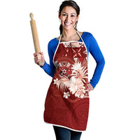 Tonga Ngatu Motifs Apron With Coat Of Arms Red LT05 - Polynesian Pride