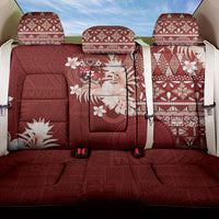 Tonga Ngatu Motifs Back Car Seat Cover With Coat Of Arms Red LT05 One Size Red - Polynesian Pride