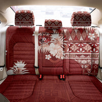 Tonga Ngatu Motifs Back Car Seat Cover With Coat Of Arms Red LT05 - Polynesian Pride
