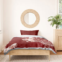 Tonga Ngatu Motifs Bedding Set With Coat Of Arms Red LT05 - Polynesian Pride
