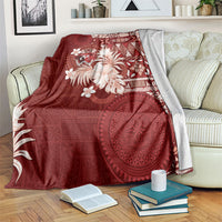 Tonga Ngatu Motifs Blanket With Coat Of Arms Red LT05 Red - Polynesian Pride