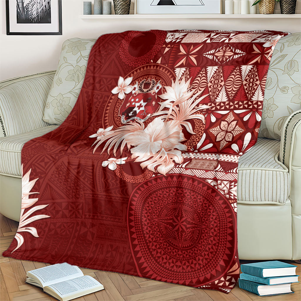 Tonga Ngatu Motifs Blanket With Coat Of Arms Red LT05 - Polynesian Pride