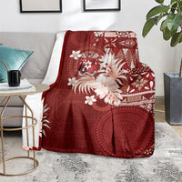 Tonga Ngatu Motifs Blanket With Coat Of Arms Red LT05 - Polynesian Pride