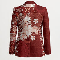 Tonga Ngatu Motifs Blazer With Coat Of Arms Red LT05 - Polynesian Pride