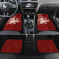 Tonga Ngatu Motifs Car Mats With Coat Of Arms Red LT05 Set 4pcs Red - Polynesian Pride