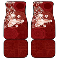 Tonga Ngatu Motifs Car Mats With Coat Of Arms Red LT05 - Polynesian Pride