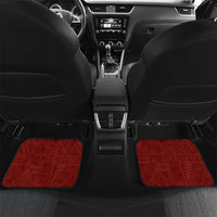 Tonga Ngatu Motifs Car Mats With Coat Of Arms Red LT05 Set 2pcs - Back Red - Polynesian Pride