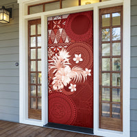 Tonga Ngatu Motifs Door Cover With Coat Of Arms Red LT05 - Polynesian Pride