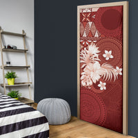 Tonga Ngatu Motifs Door Cover With Coat Of Arms Red LT05 - Polynesian Pride