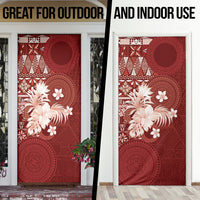 Tonga Ngatu Motifs Door Cover With Coat Of Arms Red LT05 - Polynesian Pride