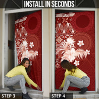 Tonga Ngatu Motifs Door Cover With Coat Of Arms Red LT05 - Polynesian Pride
