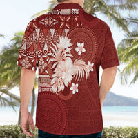 Tonga Ngatu Motifs Hawaiian Shirt With Coat Of Arms Red LT05 - Polynesian Pride