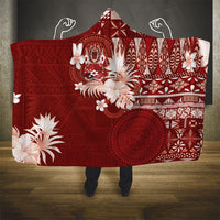 Tonga Ngatu Motifs Hooded Blanket With Coat Of Arms Red LT05 - Polynesian Pride