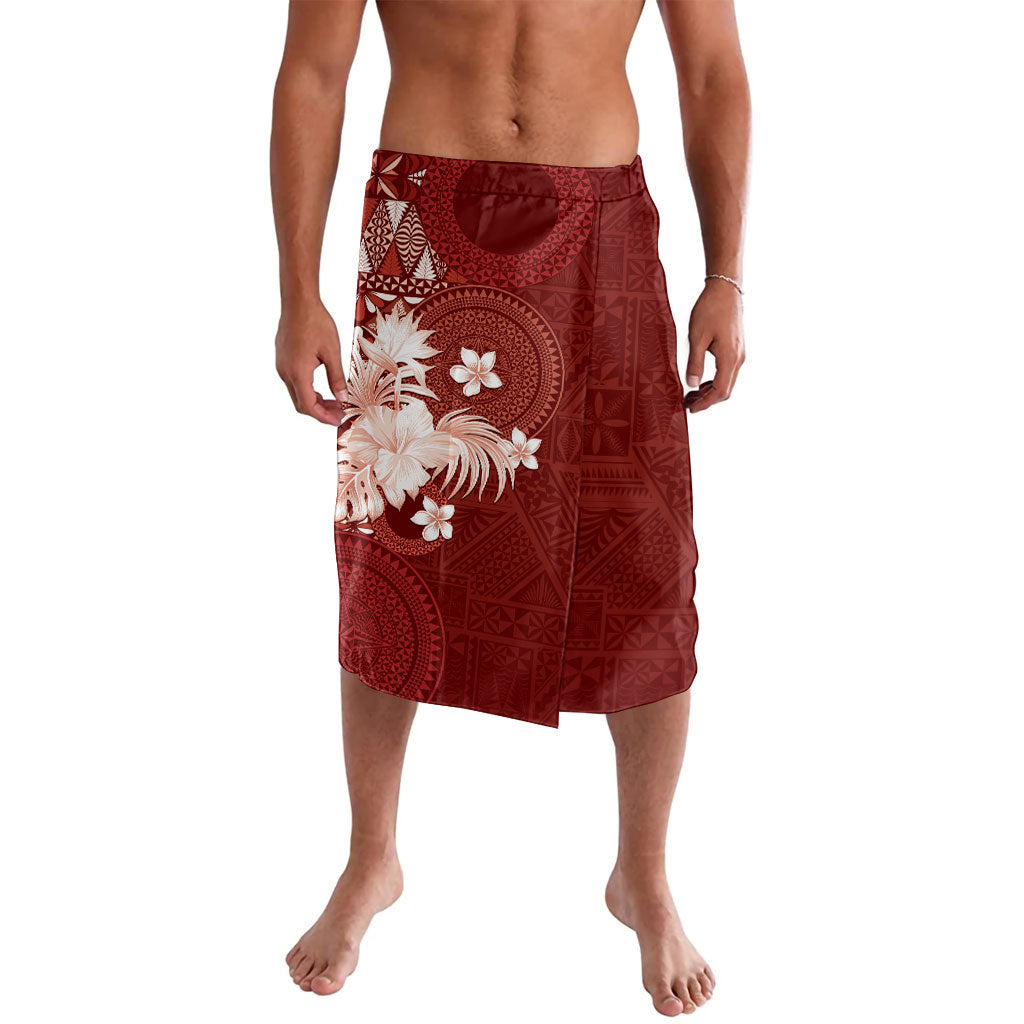 Tonga Ngatu Motifs Lavalava With Coat Of Arms Red