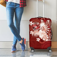 Tonga Ngatu Motifs Luggage Cover With Coat Of Arms Red LT05 - Polynesian Pride