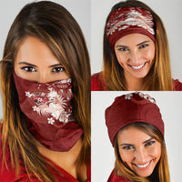 Tonga Ngatu Motifs Neck Gaiter With Coat Of Arms Red LT05 - Polynesian Pride