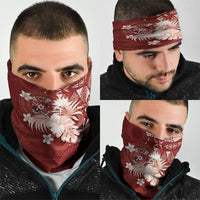 Tonga Ngatu Motifs Neck Gaiter With Coat Of Arms Red LT05 - Polynesian Pride