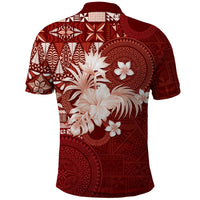 Tonga Ngatu Motifs Polo Shirt With Coat Of Arms Red LT05 - Polynesian Pride