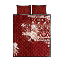 Tonga Ngatu Motifs Quilt Bed Set With Coat Of Arms Red