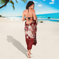 Tonga Ngatu Motifs Sarong With Coat Of Arms Red LT05 - Polynesian Pride