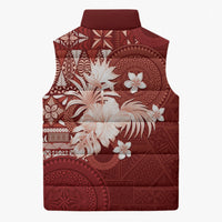 Tonga Ngatu Motifs Sleeveless Puffer Jacket With Coat Of Arms Red LT05 - Polynesian Pride