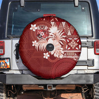 Tonga Ngatu Motifs Spare Tire Cover With Coat Of Arms Red