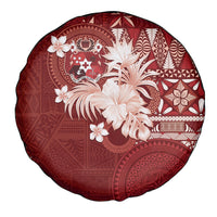 Tonga Ngatu Motifs Spare Tire Cover With Coat Of Arms Red