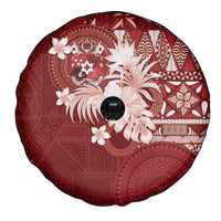 Tonga Ngatu Motifs Spare Tire Cover With Coat Of Arms Red
