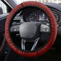 Tonga Ngatu Motifs Steering Wheel Cover With Coat Of Arms Red LT05 - Polynesian Pride