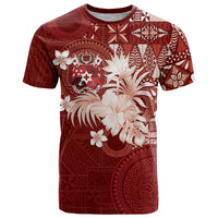 Tonga Ngatu Motifs T Shirt With Coat Of Arms Red
