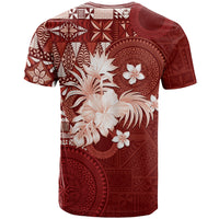 Tonga Ngatu Motifs T Shirt With Coat Of Arms Red