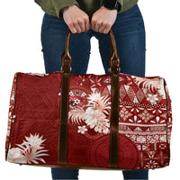 Tonga Ngatu Motifs Travel Bag With Coat Of Arms Red