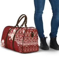 Tonga Ngatu Motifs Travel Bag With Coat Of Arms Red