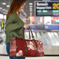 Tonga Ngatu Motifs Travel Bag With Coat Of Arms Red
