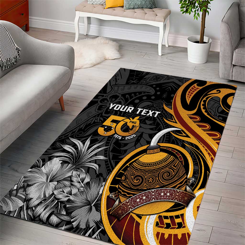 Personalised Papua New Guinea Area Rug Happy 50th Independence Anniversary - Polynesian Pride