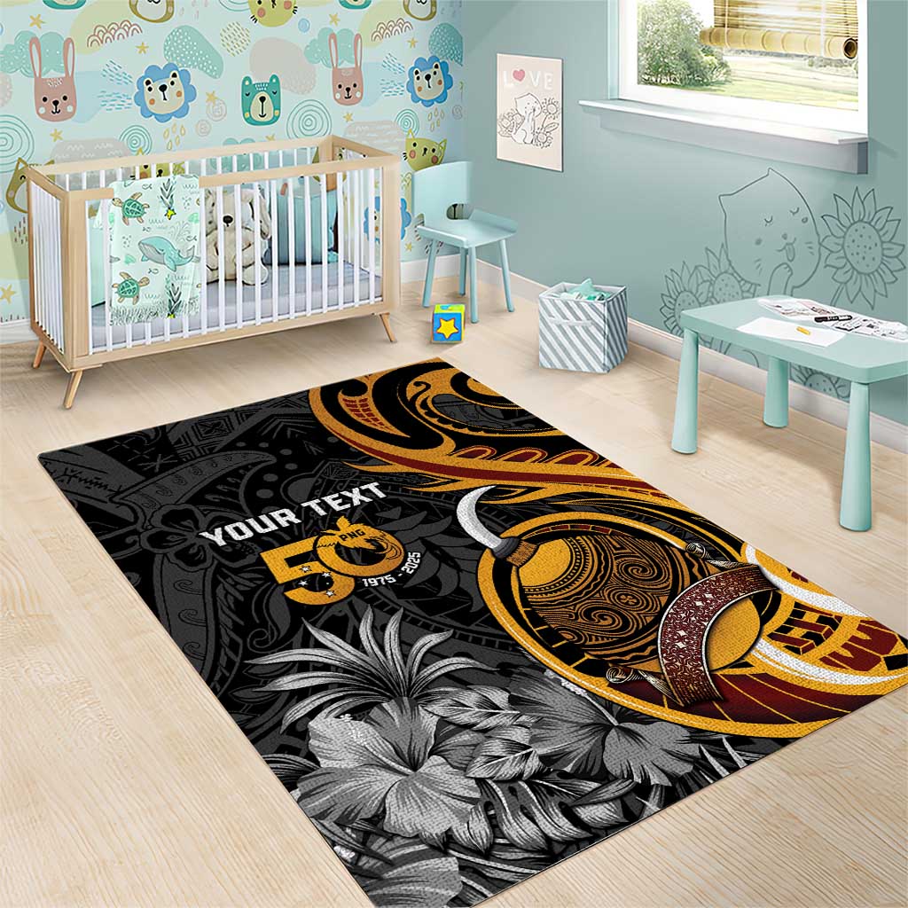 Personalised Papua New Guinea Area Rug Happy 50th Independence Anniversary - Polynesian Pride