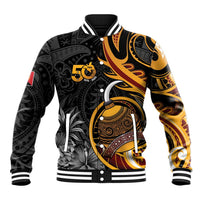 Personalised Papua New Guinea Baseball Jacket Happy 50th Independence Anniversary LT05 Unisex Black - Polynesian Pride