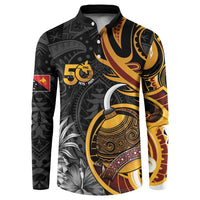 Personalised Papua New Guinea Button Sweatshirt Happy 50th Independence Anniversary LT05 Black - Polynesian Pride