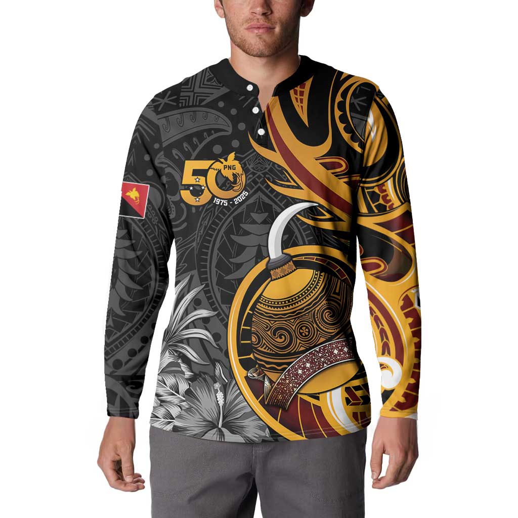 Personalised Papua New Guinea Button Sweatshirt Happy 50th Independence Anniversary LT05 - Polynesian Pride