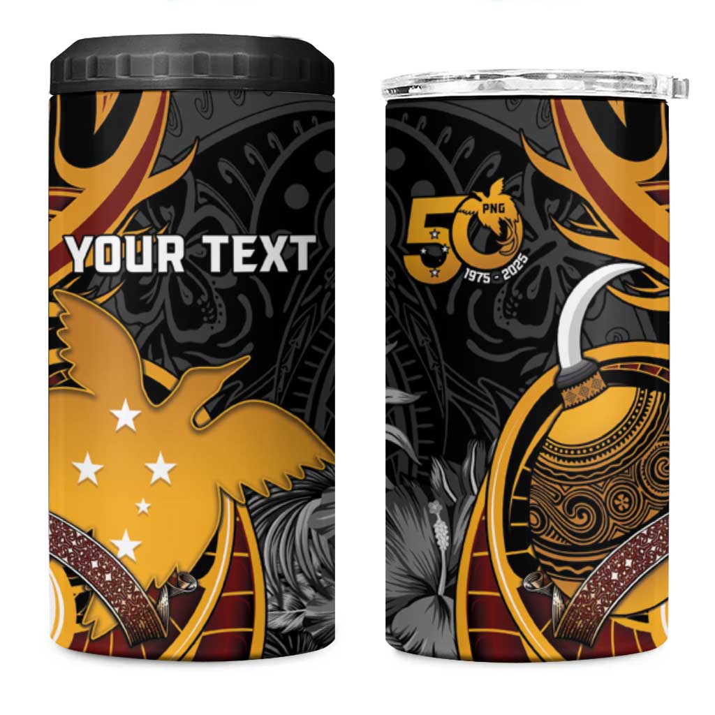 Personalised Papua New Guinea 4 in 1 Can Cooler Tumbler Happy 50th Independence Anniversary LT05 One Size: 16 oz Black - Polynesian Pride