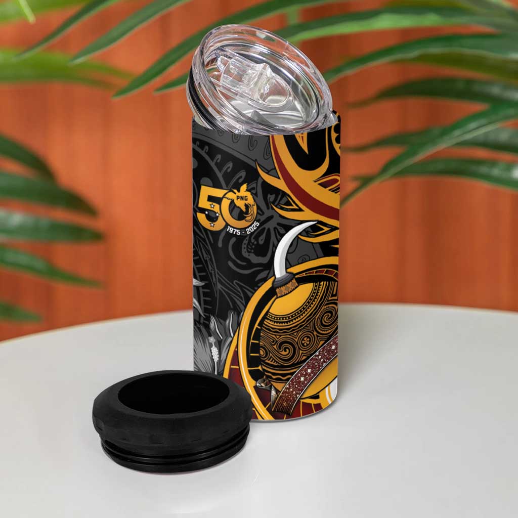 Personalised Papua New Guinea 4 in 1 Can Cooler Tumbler Happy 50th Independence Anniversary LT05 - Polynesian Pride