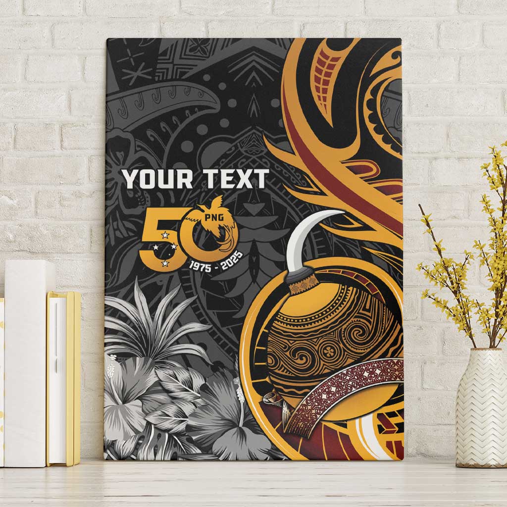 Personalised Papua New Guinea Canvas Wall Art Happy 50th Independence Anniversary LT05 Without Frame Black - Polynesian Pride