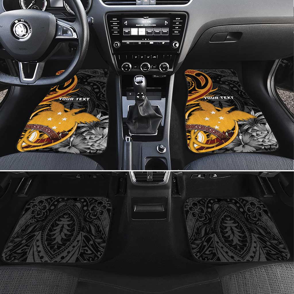 Personalised Papua New Guinea Car Mats Happy 50th Independence Anniversary LT05 Set 4pcs Black - Polynesian Pride