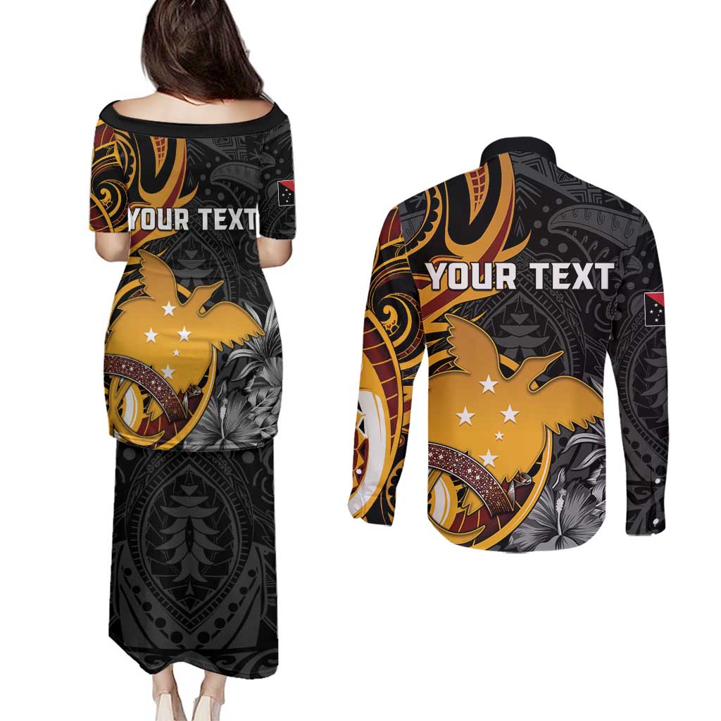 Personalised Papua New Guinea Couples Matching Puletasi and Long Sleeve Button Shirt Happy 50th Independence Anniversary LT05 - Polynesian Pride