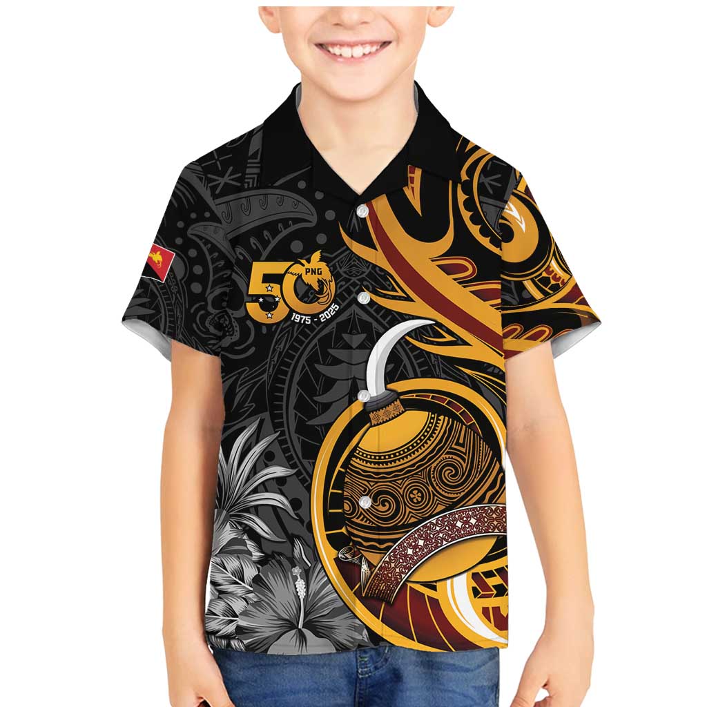 Personalised Papua New Guinea Family Matching Mermaid Dress and Hawaiian Shirt Happy 50th Independence Anniversary - Polynesian Pride