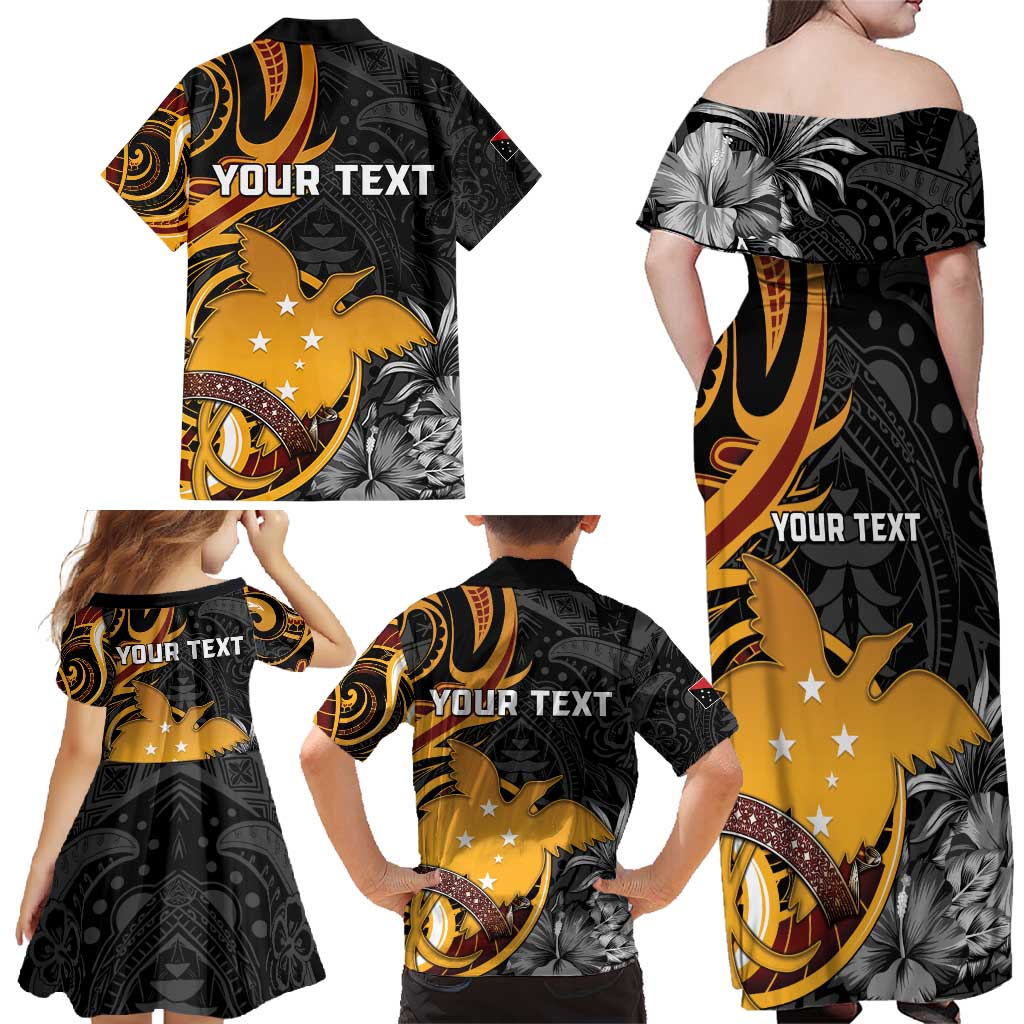 Personalised Papua New Guinea Family Matching Off Shoulder Maxi Dress and Hawaiian Shirt Happy 50th Independence Anniversary - Polynesian Pride